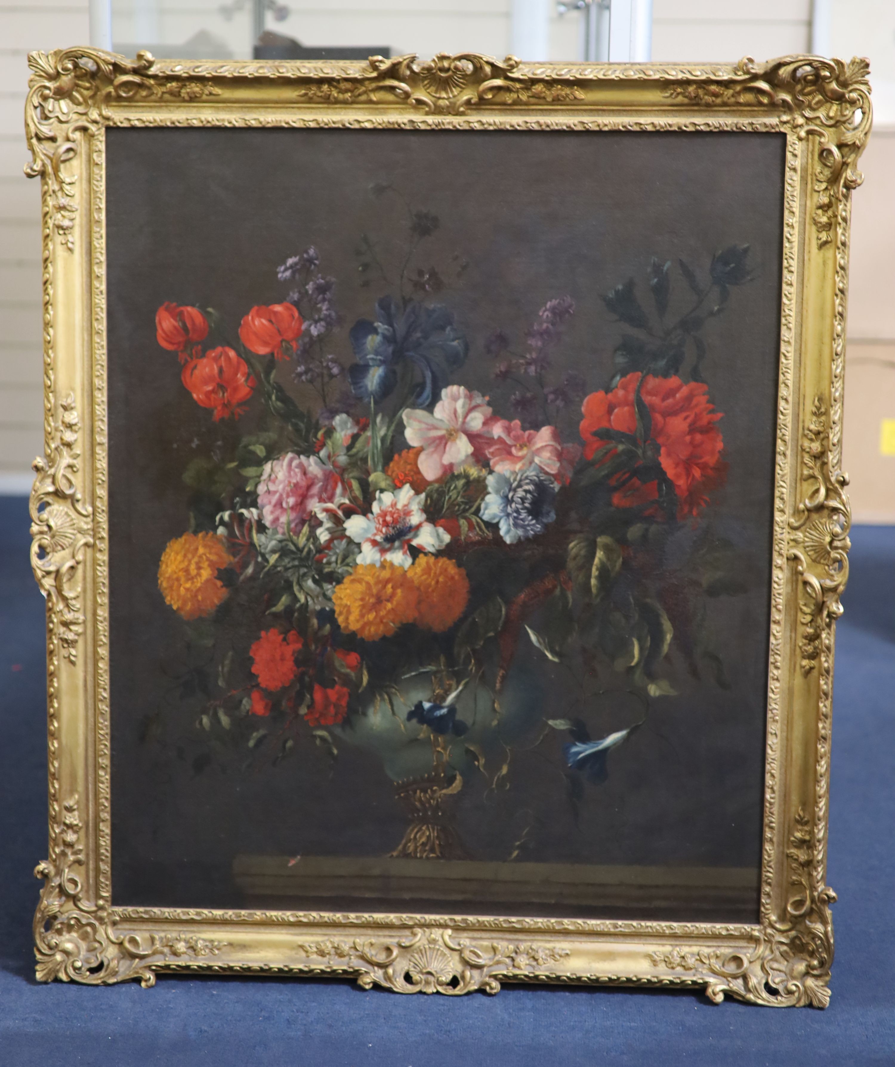 Gasper Peeter Verbruggen The Younger (1664-1730), Still life of flowers in a vase on a ledge, Oil on canvas, 86 x 72cm.